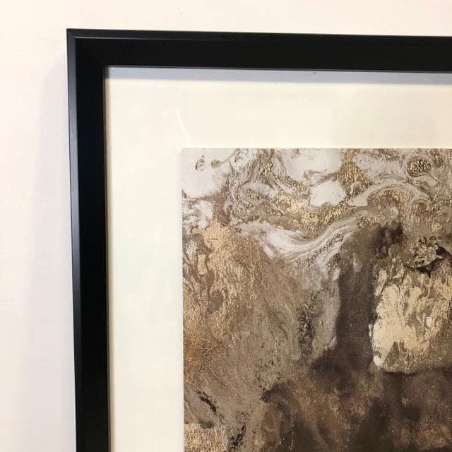 White and Gold Swirl Print in Black Frame - Thumbnail 4