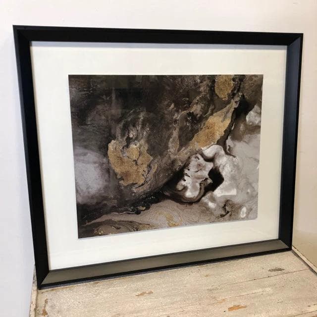 White and Gold Swirl Print in Black Frame - Thumbnail 5