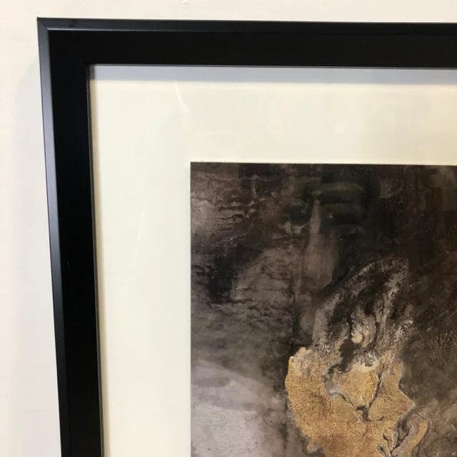 White and Gold Swirl Print in Black Frame - Thumbnail 6