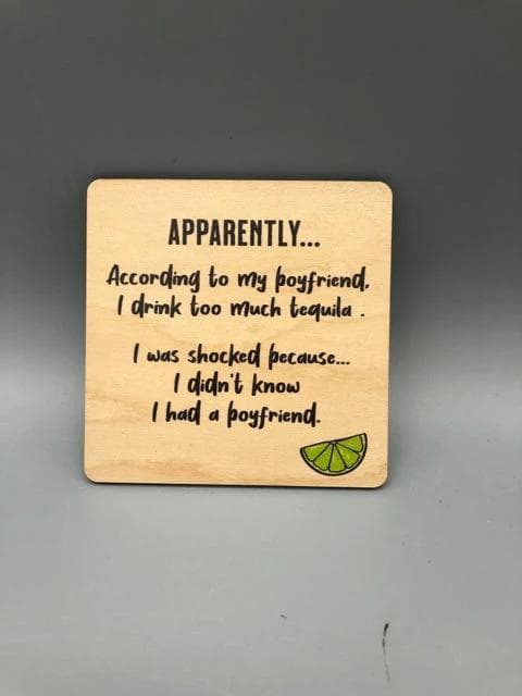 *NEW* "According To My Boyfriend" Wooden Coaster - Image 1