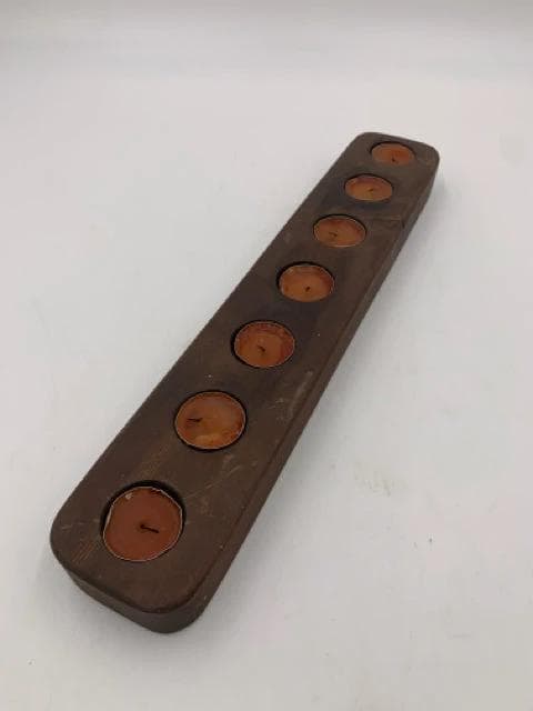 Dark Wood Tealight Candle Holder/Votive - Image 1