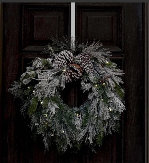 24" Snowfall Creek Pre-Lit Christmas Wreath - Thumbnail 2