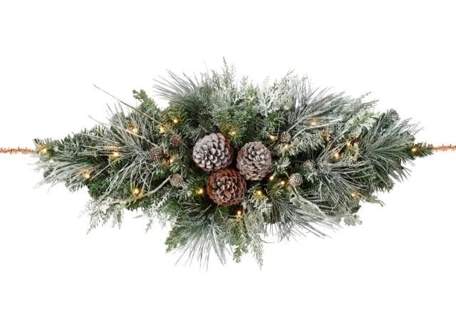 36" Snowfall Creek Mailbox Swag Pre-lit with LED Light - Image 1