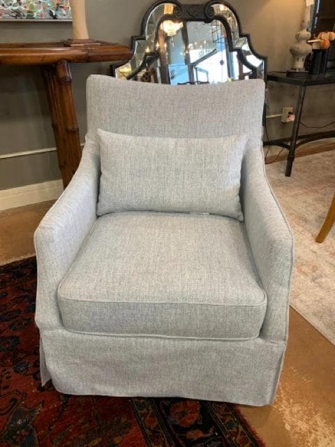 *NEW* London Skirted Swivel Chair in Light Blue - Thumbnail 2