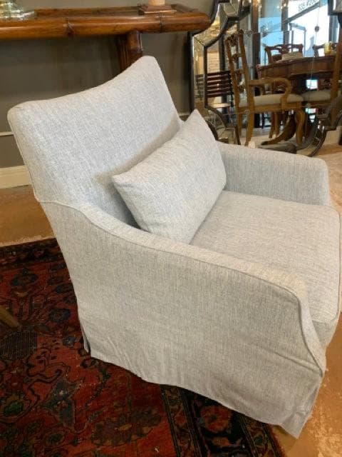 *NEW* London Skirted Swivel Chair in Light Blue - Thumbnail 4