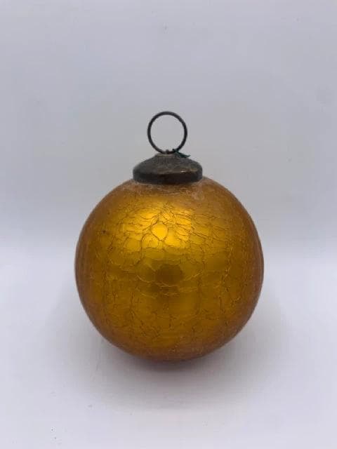Orange Crackled Glass Ornament - Image 1