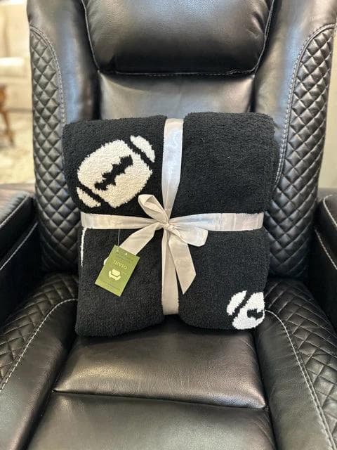 *NEW* Luxe Two-Sided Black Football Blanket - Image 1