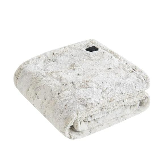 *NEW* Zuri Faux Fur Heated Wrap with Built-in Controller-Snow Leopard - Image 1
