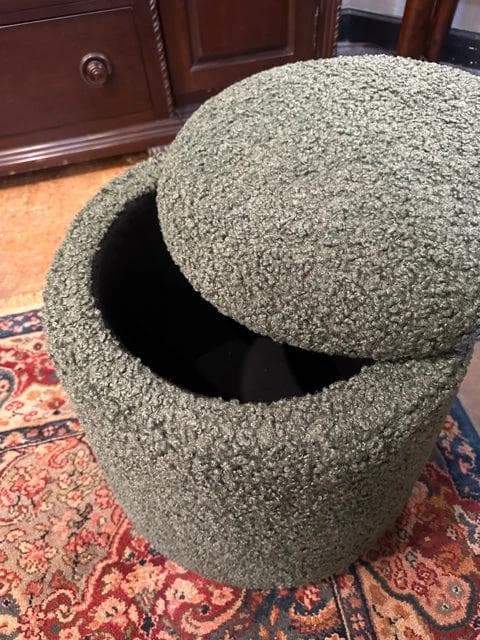 *NEW* Tara Round Storage Ottoman-Green - Thumbnail 3