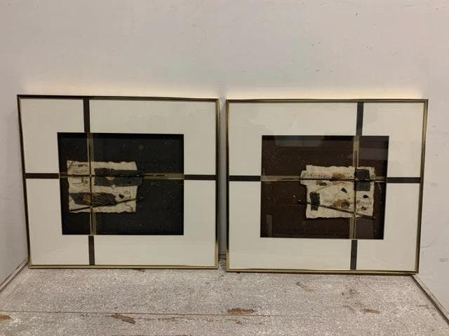 Set Of 2 Gold Framed Black And Gold Music Collage Framed Artwork By Donahue - Image 1