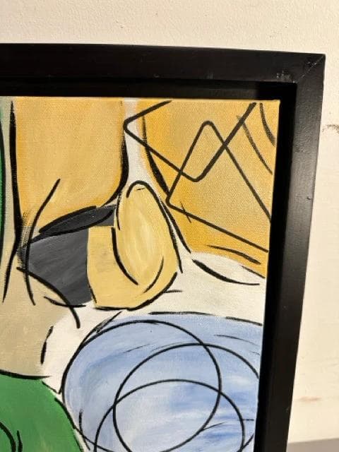 "Inner Circle" Green, Blue And Black Framed Painting In Black Frame - Thumbnail 2