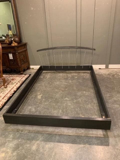 Full Size Mid Century Metal & Wood Bed - Image 1