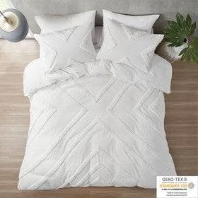 *NEW* Beck White Cotton Chenille Full/Queen Duvet Cover Set - Image 1