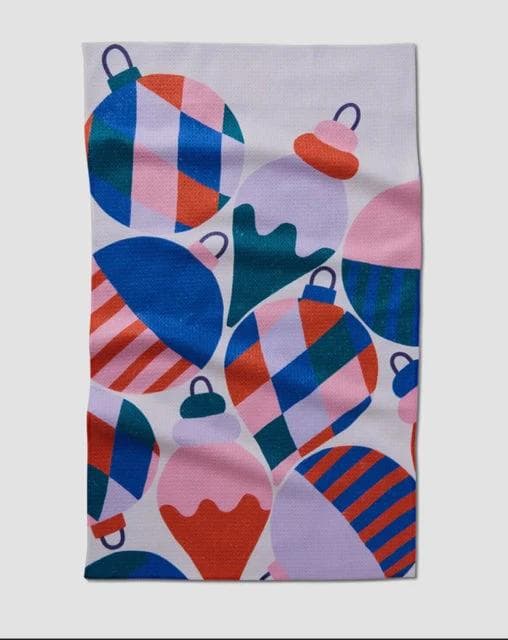 *NEW* Geometry Vintage Baubles Tea Towel - Image 1