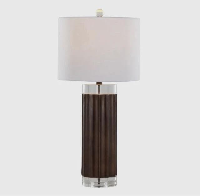 *NEW* Cylinder Fluted Table Lamp with White Linen Shade - Image 1