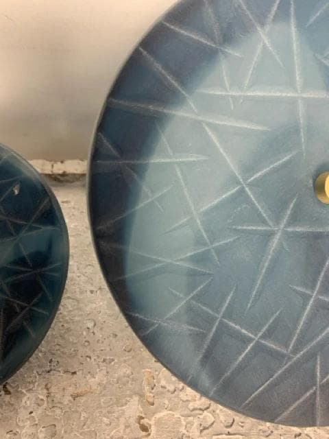 Global Views Set Of 3 Crosshatched Glass Blue Wall Disc Decor - Thumbnail 2