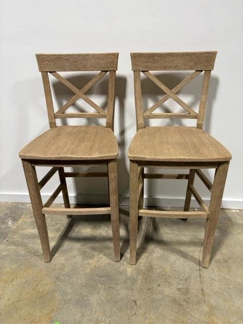 Set of Two Pottery Barn Sea Drift Wooden Bar Stools - Image 1