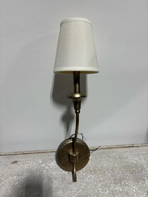 Brushed Gold Wall Sconce With White Shade - Image 1