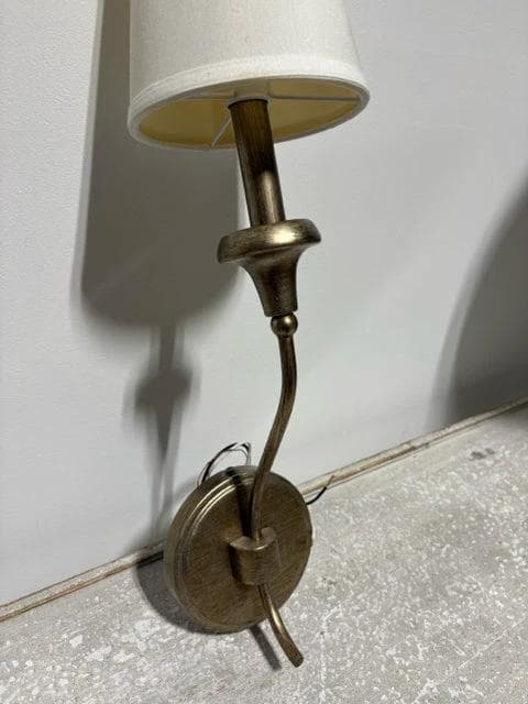 Brushed Gold Wall Sconce With White Shade - Thumbnail 2