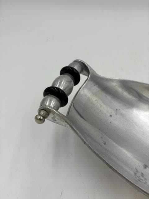 Metal Platter With Black And Silver Handles - Thumbnail 2