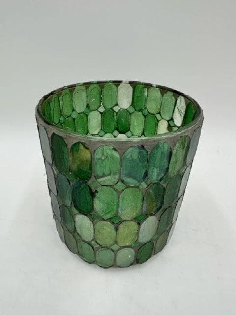 Green Glass Votive Candleholder - Image 1