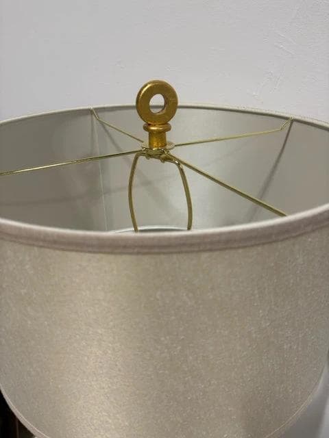 Gold And Black Metal Lamp With Cream Shade - Thumbnail 2