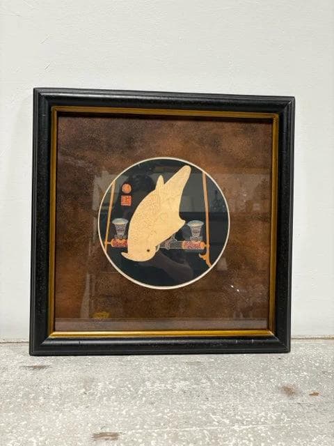 A White Macaw Ifo Jakuchu in Black Frame - Image 1