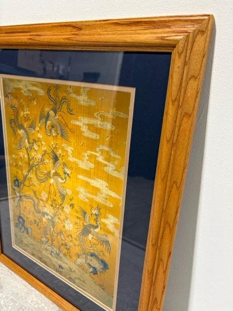 Panel With Phoenixes in Garden with Wooden Frame - Thumbnail 2