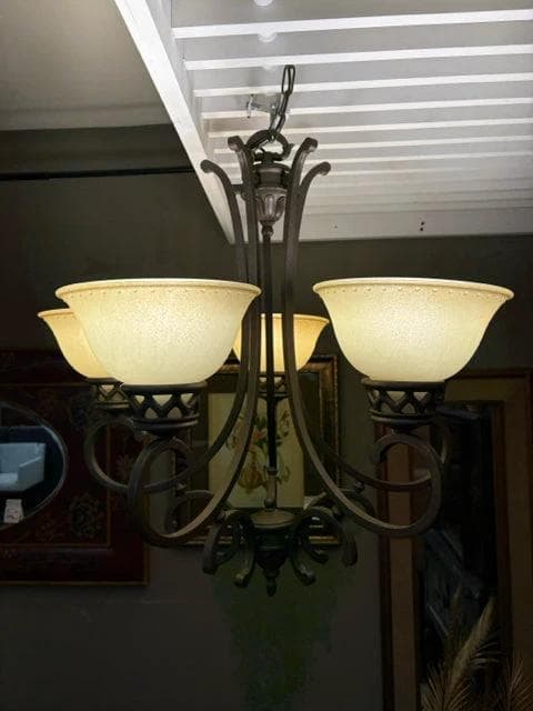 Frosted Glass 5 Light Chandelier - Image 1