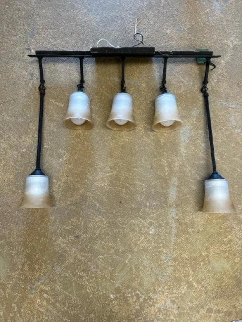 5 Light Bronze Metal Wall Sconce Fixture with Cream Glass Shade - Image 1