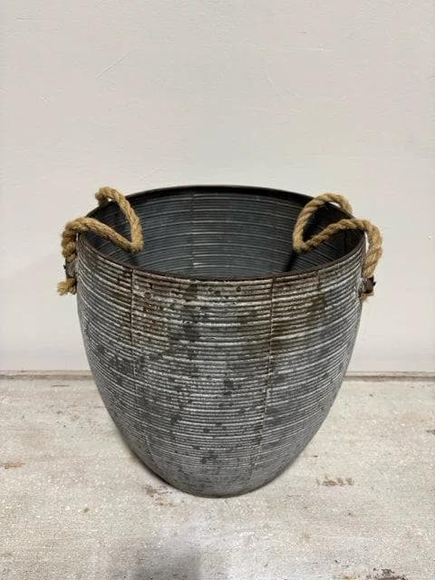 Metal Pot with Rope Handles - Image 1