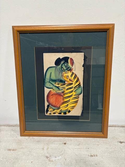"Wrestler And A Tiger" Print In Wood Frame - Image 1