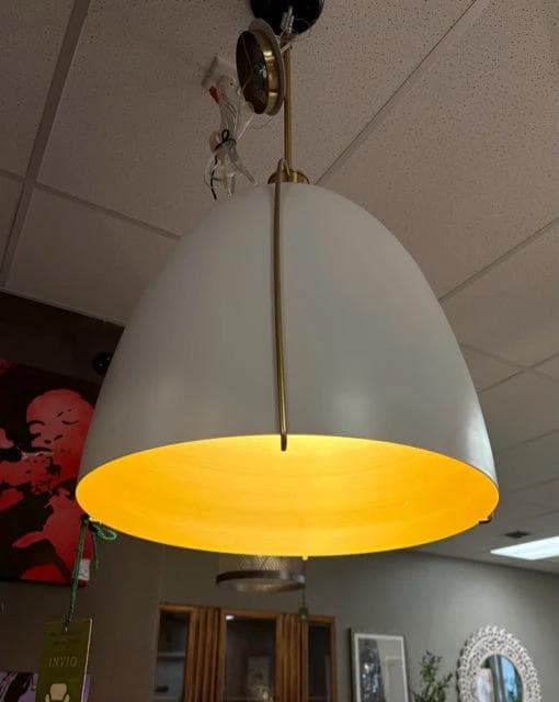 White With Gold Metal Pendant Light - Image 1