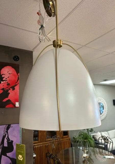 White With Gold Metal Pendant Light - Thumbnail 2