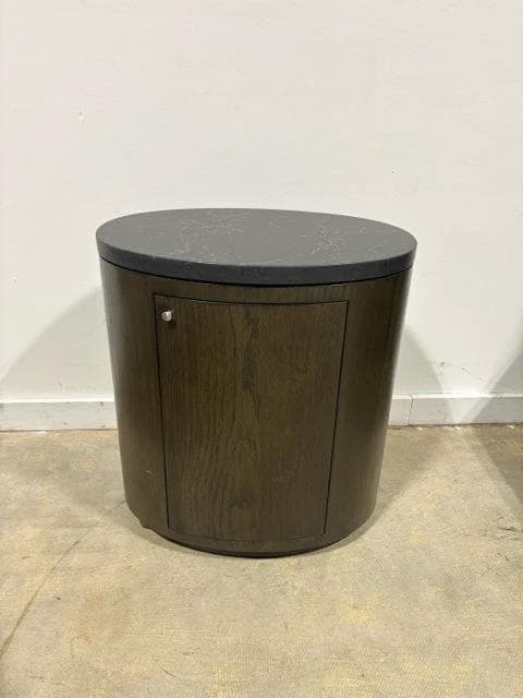 Sherrill Cinder Brown Accent Table With Black Marble Top - Image 1