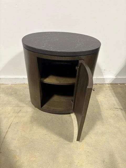 Sherrill Cinder Brown Accent Table With Black Marble Top - Thumbnail 2