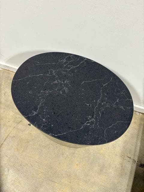 Sherrill Cinder Brown Accent Table With Black Marble Top - Thumbnail 3