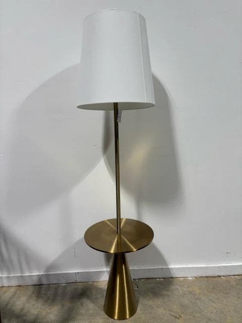 Celestial Modern Brass Floor Lamp W/White Shade - Image 1