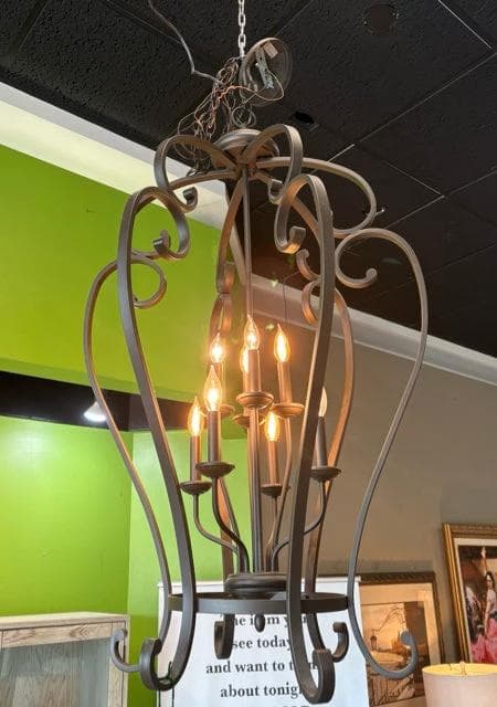 Wrought Iron 8-Light Chandelier - Thumbnail 2