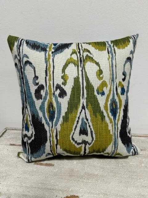 Blue, Green And White Abstract Design Pillow - Image 1