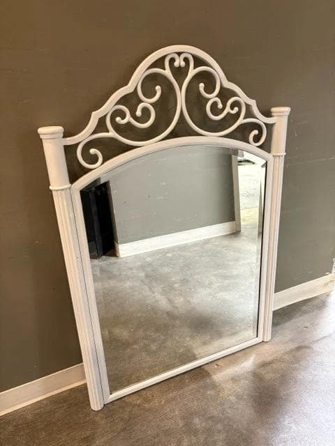 White Arch Metal Frame Wall Mirror - Image 1