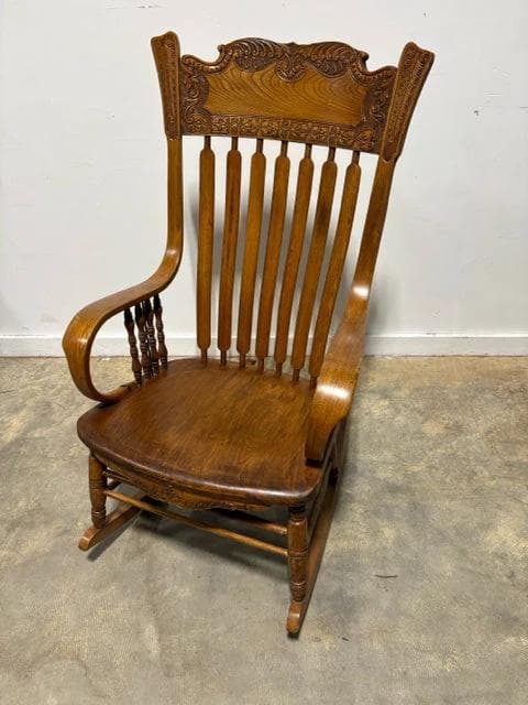 Antique Carved Wooden Rocking Chair - Image 1