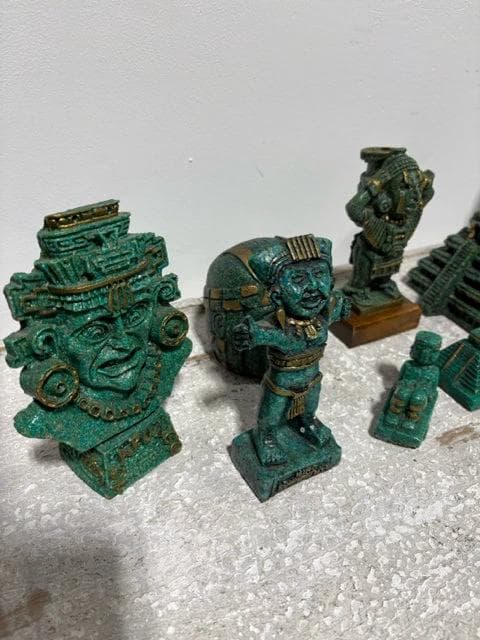 Set Of 9 Aztec And Mayan Inspired Green Sculptures - Thumbnail 2