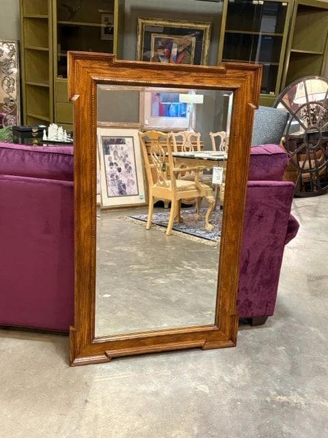 Century Wooden Framed Wall Mount Beveled Mirror - Image 1