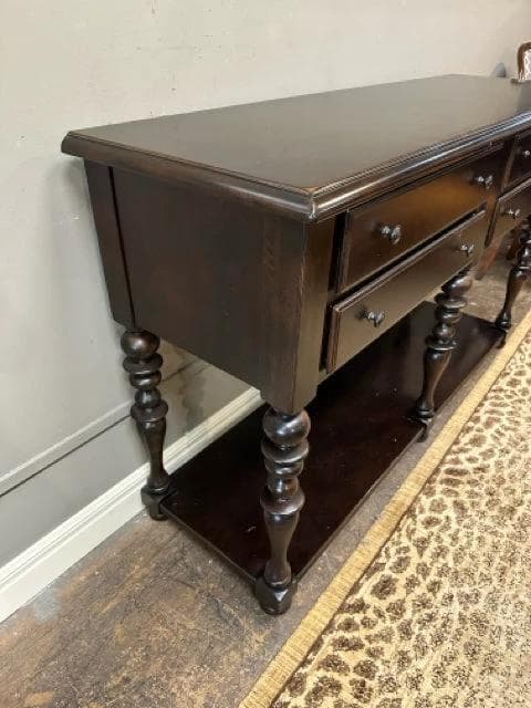 Paula Deen Dark Wood 4 Drawer Buffet with Spindle Leg Detail - Thumbnail 2