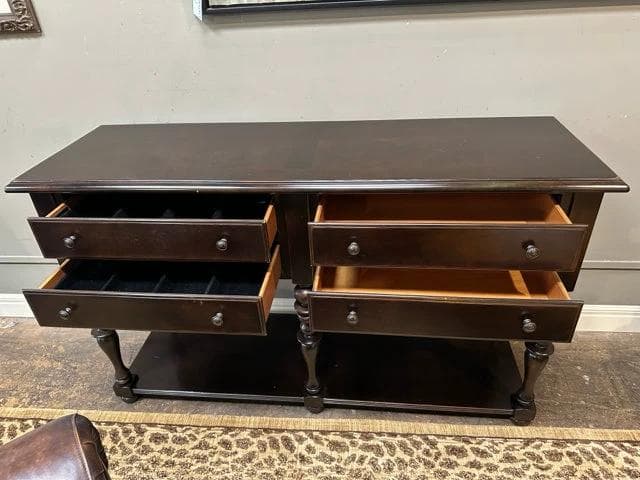 Paula Deen Dark Wood 4 Drawer Buffet with Spindle Leg Detail - Thumbnail 3