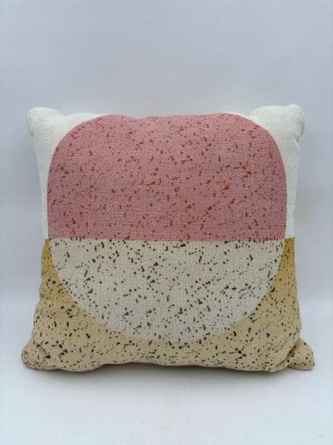 Textured Tan Yellow And Pink Pillow - Image 1