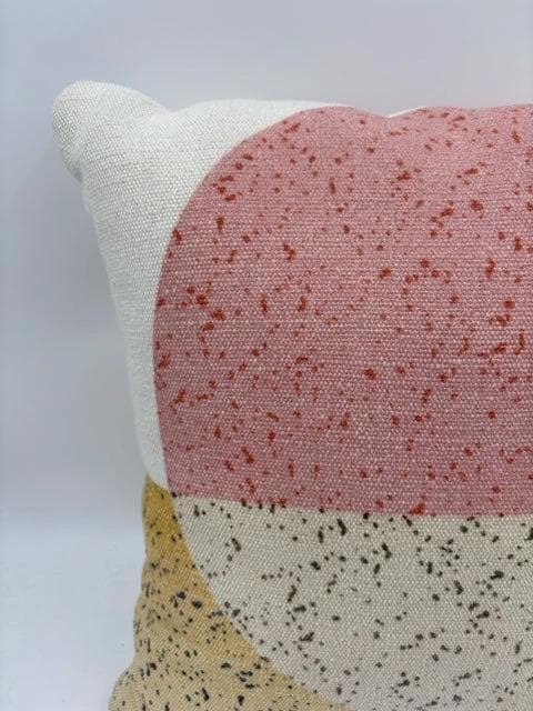 Textured Tan Yellow And Pink Pillow - Thumbnail 2