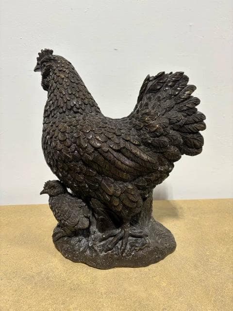Theodore Alexander Hen & Chicks Bronze Style Sculpture - Thumbnail 3