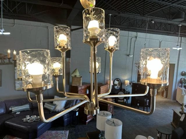 Silver Metal & Glass 8-Light Chandelier - Image 1